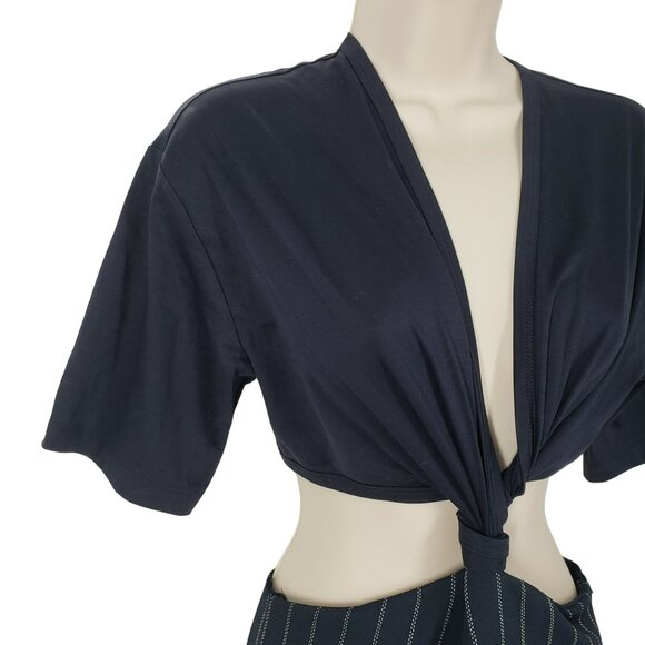 NEW Dion Lee Pinstripe Jumpsuit Navy Blue White Strips Side Cutouts - Picture 9 of 14